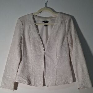 H&M Sequin Elegant White Women's Blazer Jacket Size 10